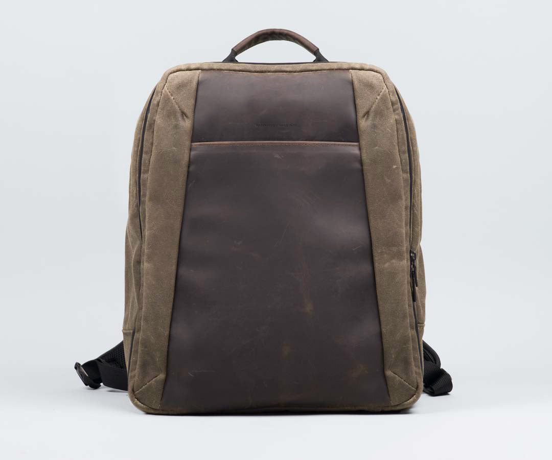 Full-grain front leather panel