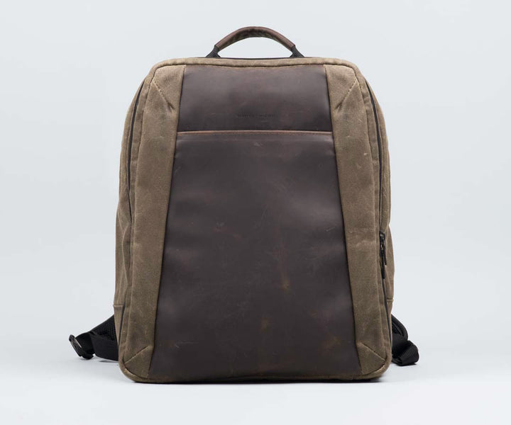 Full-grain front leather panel