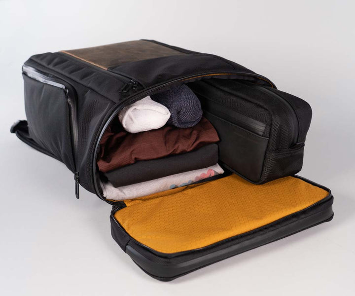 Roomy interior fits a few day's worth of clothing