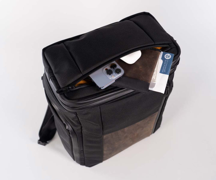 Front top pocket for frequently-accessed items