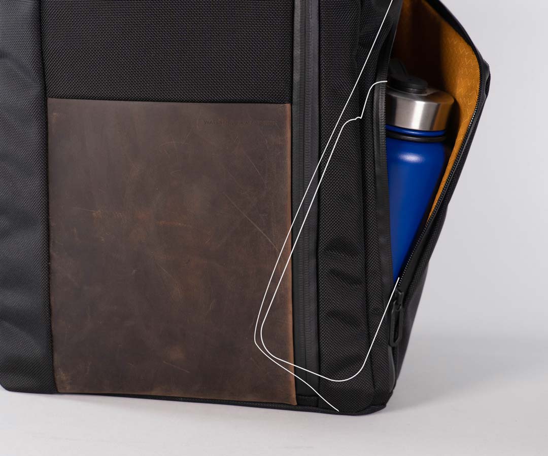 Water bottle tucks in to for a neat profile