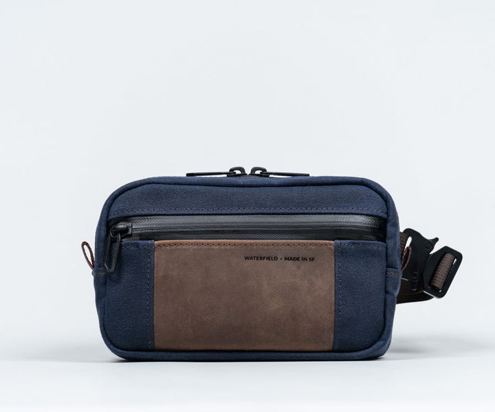 Navy Waxed Canvas + Chocolate Leather