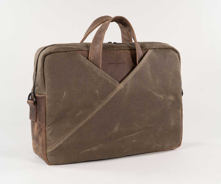 Waxed Canvas with Chocolate Leather
