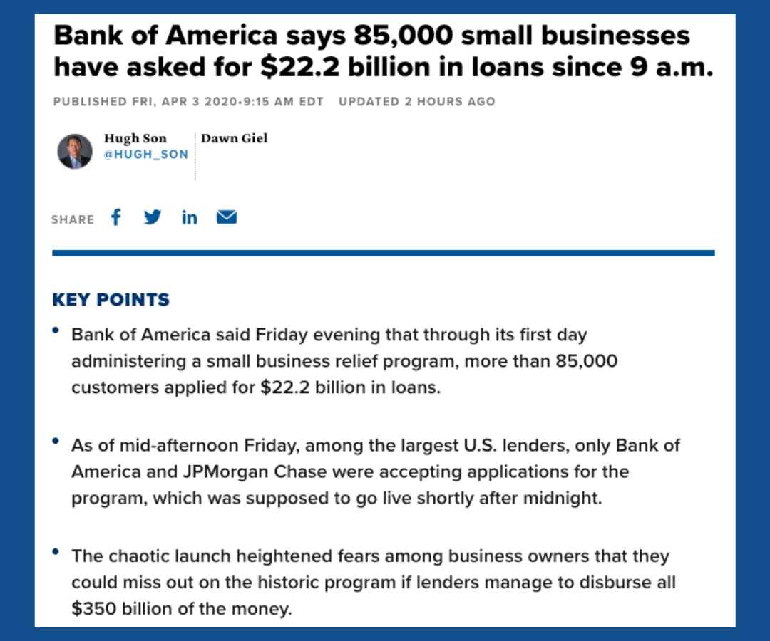 DAY 18, Apr. 3 - The Small Business program launches