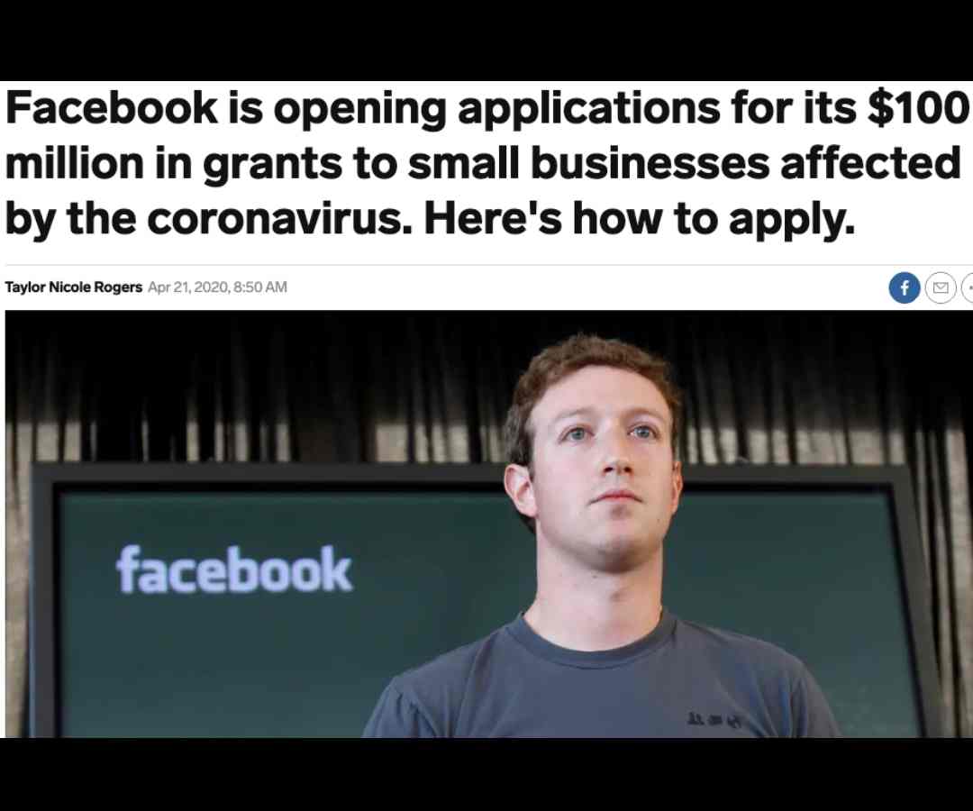 DAY 38, Apr. 23 - Facebook Steps up With $100 Million in Grants