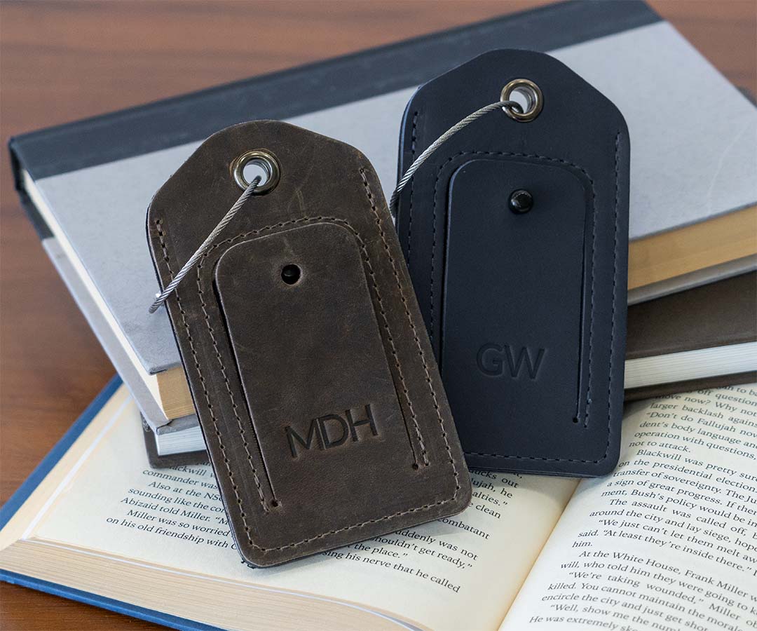 Early Bird Gift (Order by Aug. 2): Monogrammed AirTag Leather Luggage Tags 
