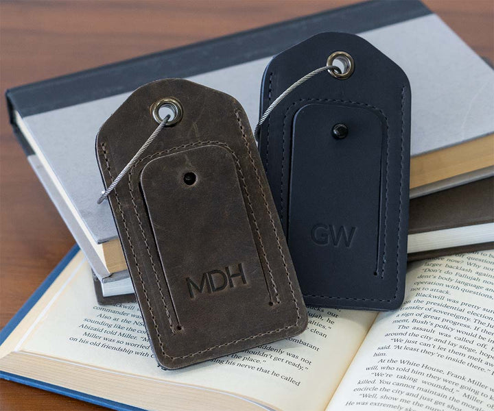 Early Bird Gift (Order by Aug. 2): Monogrammed AirTag Leather Luggage Tags 