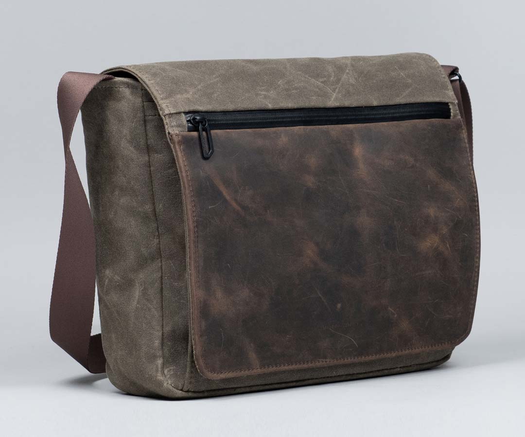 canvas leather messenger backpack Shinjuku Laptop Messenger Bag | USA Made