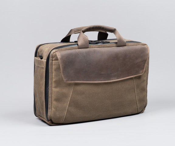 Waxed Canvas + Full Grain Leather (Compact Size shown)