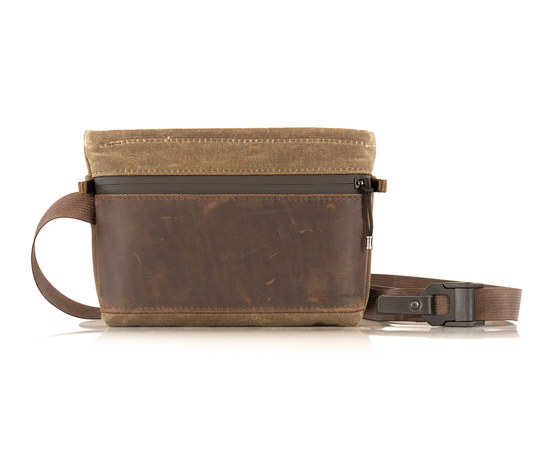 Waxed canvas with chocolate leather