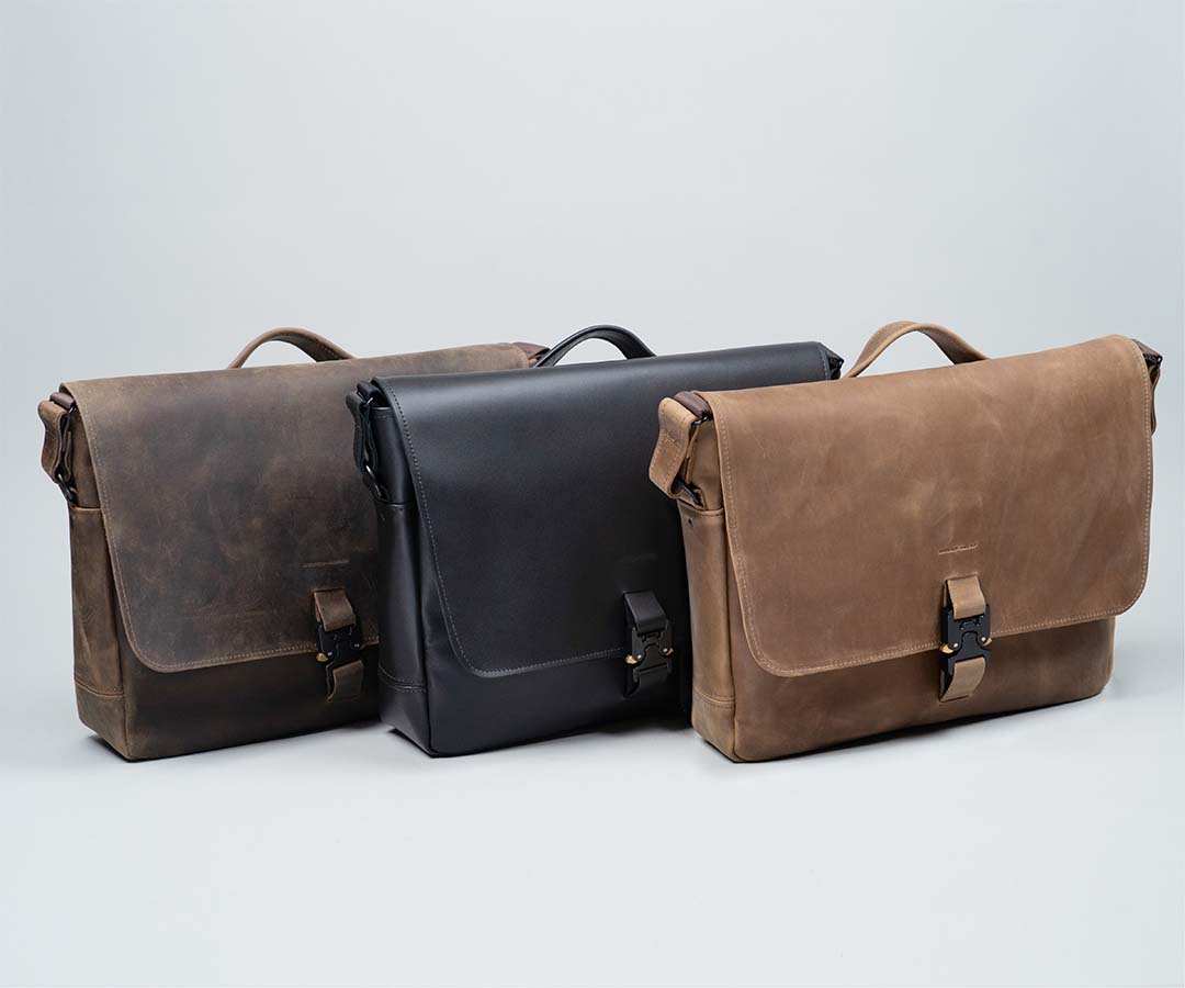 Available in three full-grain leather colors 