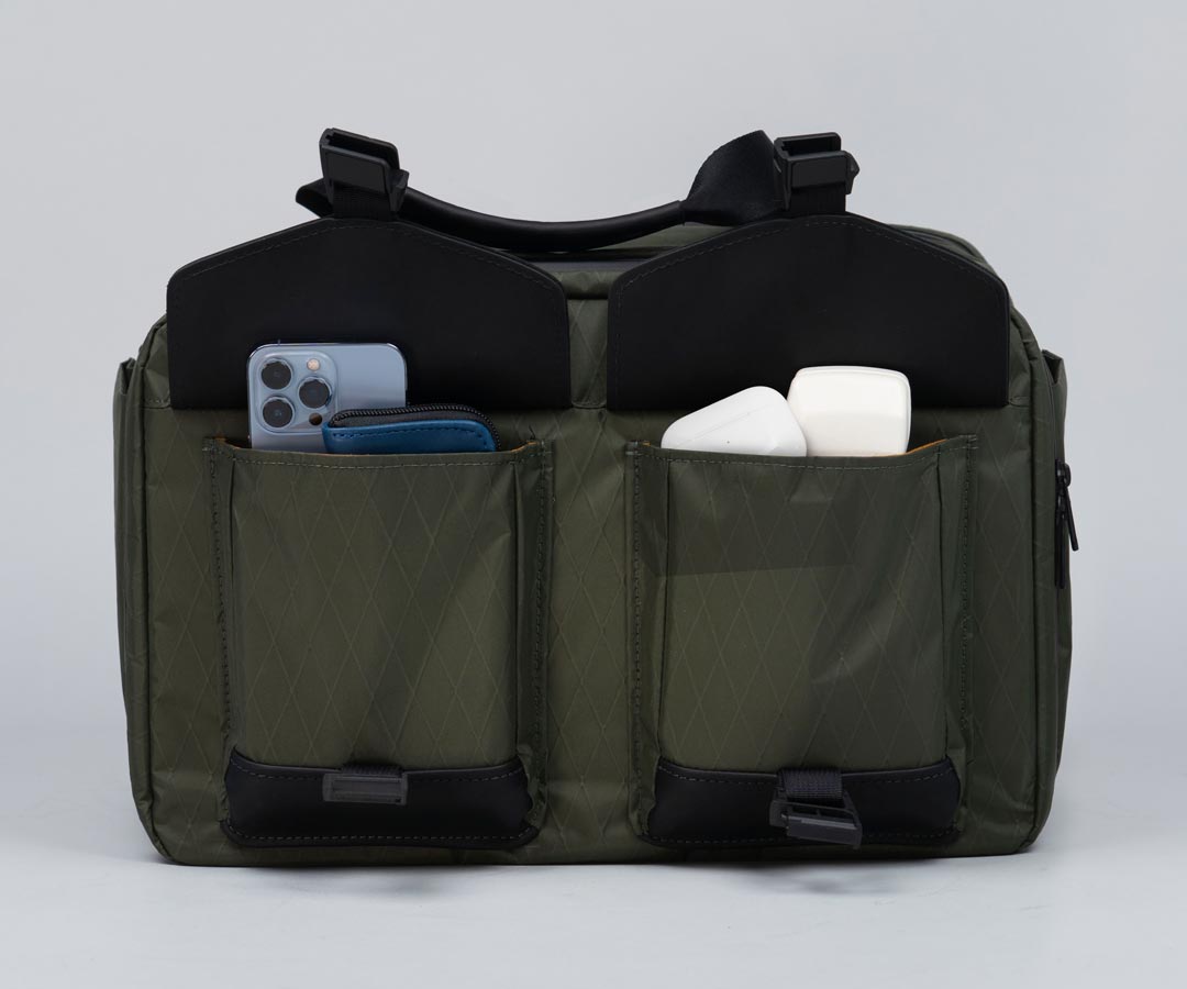 Two front pockets hold frequently-accessed items