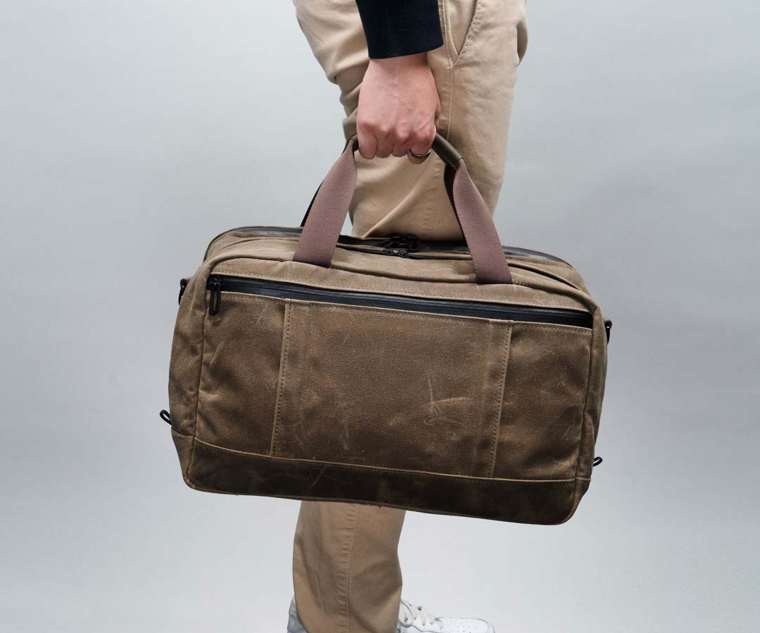 Leather-wrapped handle for a comfortable carry