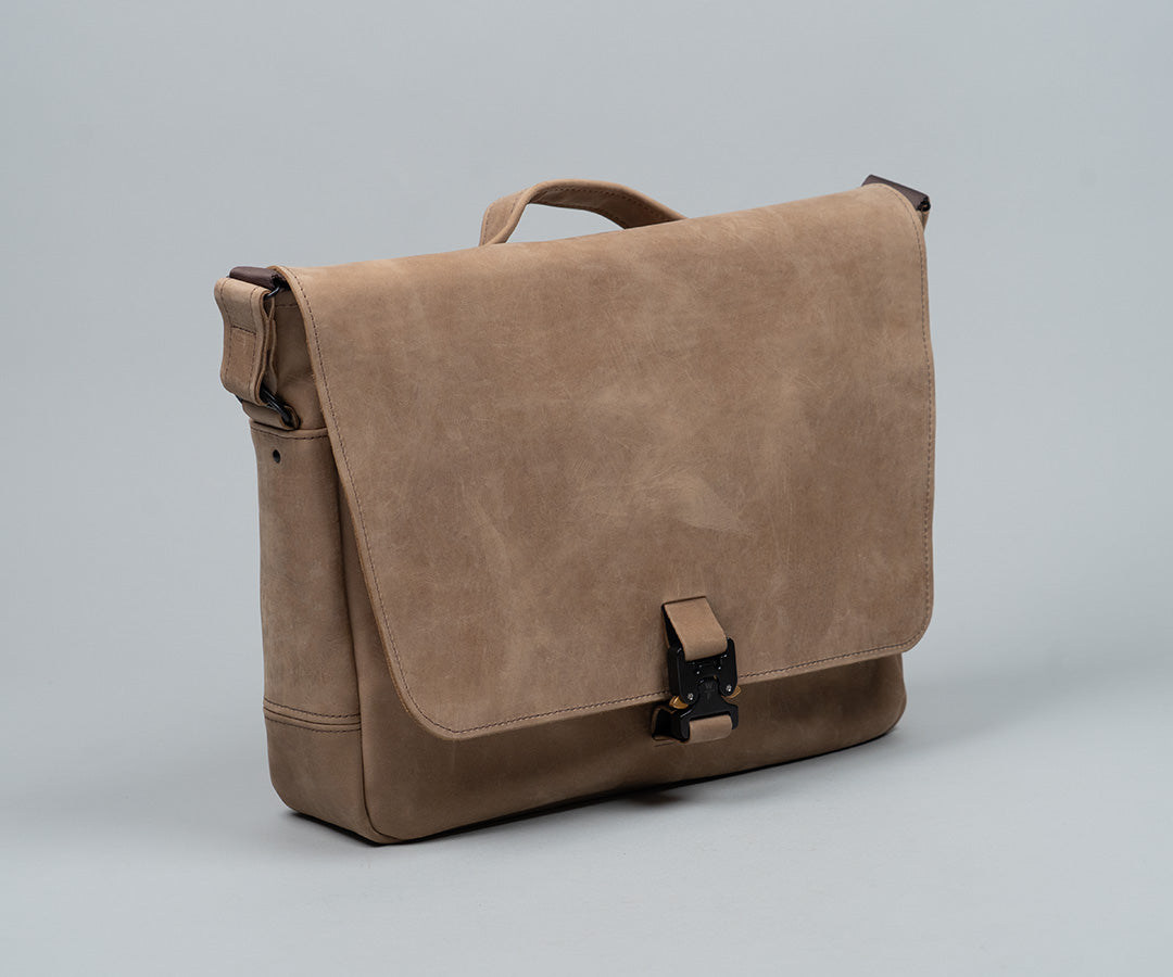 Our distressed full-grain grizzly leather only looks better with age 