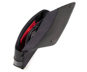 Padded interior, dual-leather flap, magnetic closure