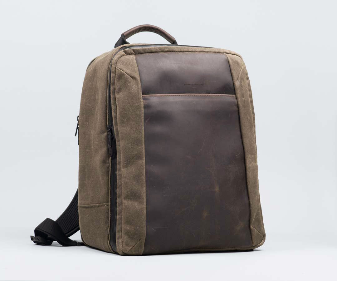 canvas backpacks with leather trim for sale Tech Folio Backpack