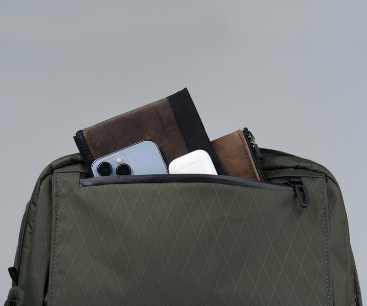 Frequently-accessed items go in the top pocket