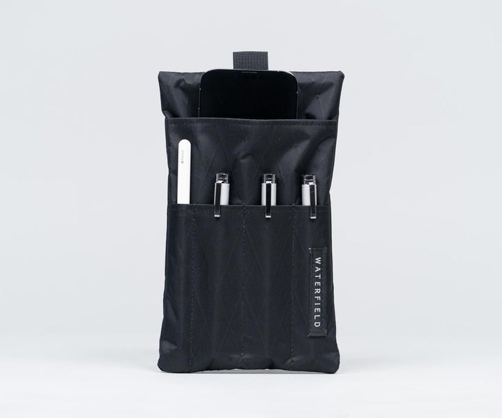 Back — two layers of pockets separate iPhone from pens/stylus