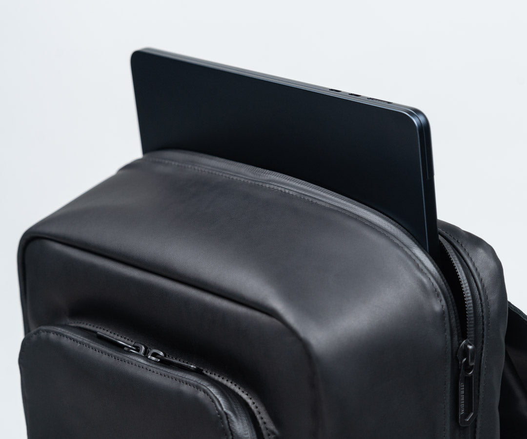 black leather business backpack Rich Handcrafted Made in San Francisco Bowery Leather Laptop Backpack |