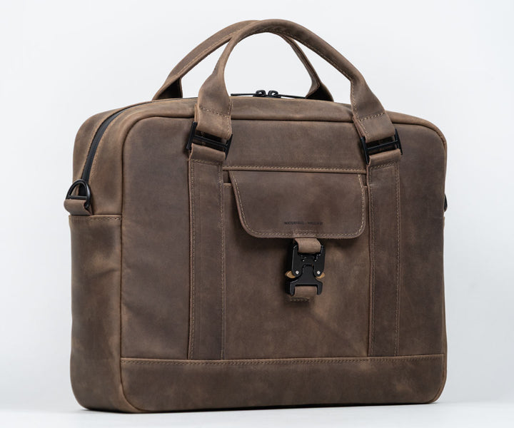 In premium full-grain, rugged leather