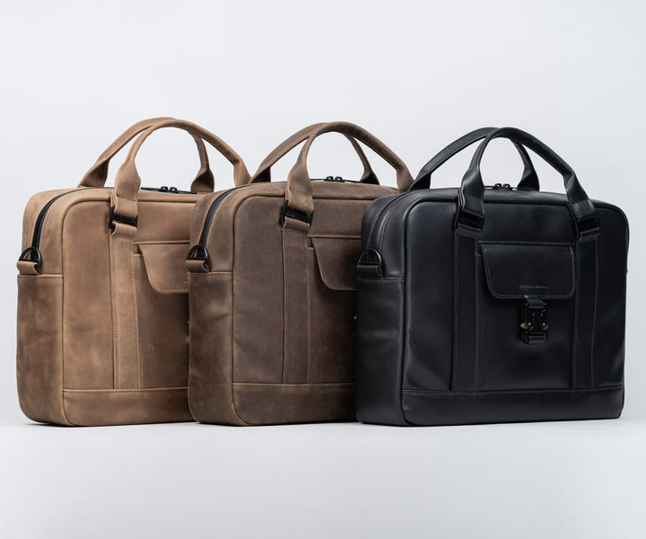 In three leather colors