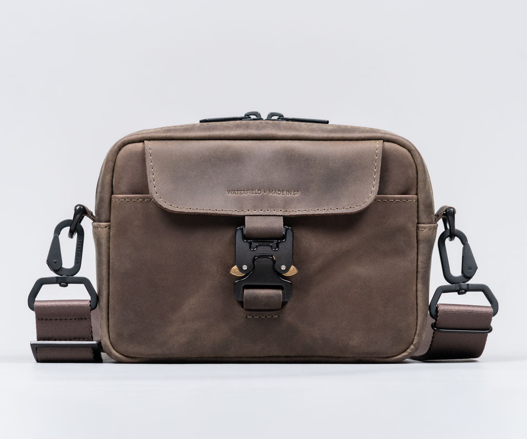 Gramercy Leather Sling, Chocolate Leather by WaterField Designs, Leather Sling Bag, Men's Leather Sling Bag, Sling Leather, Bags Made in USA