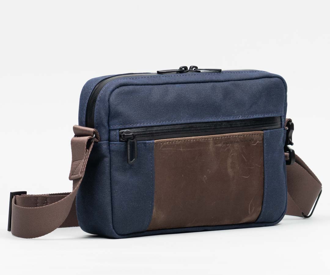 Navy Waxed Canvas + Chocolate Leather 