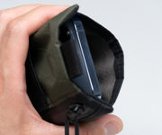 iPhone pocket is lined with soft Ultrasuede® for screen protection