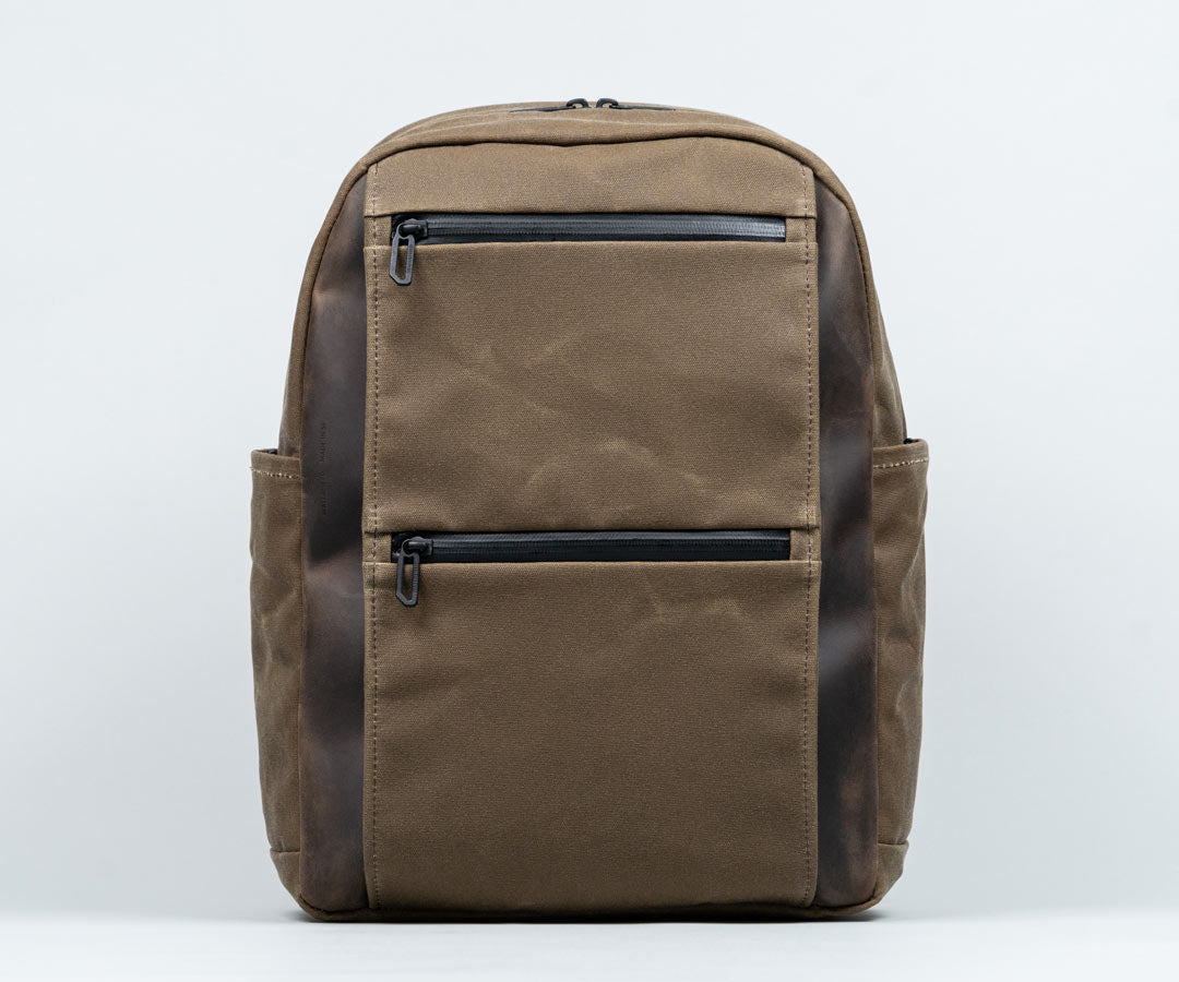canvas leather backpack made in usa Shinjuku Laptop Backpack, Navy Waxed Canvas + Chocolate Leather by WaterField Designs, Laptop Backpack for Men, Leather Laptop Backpack