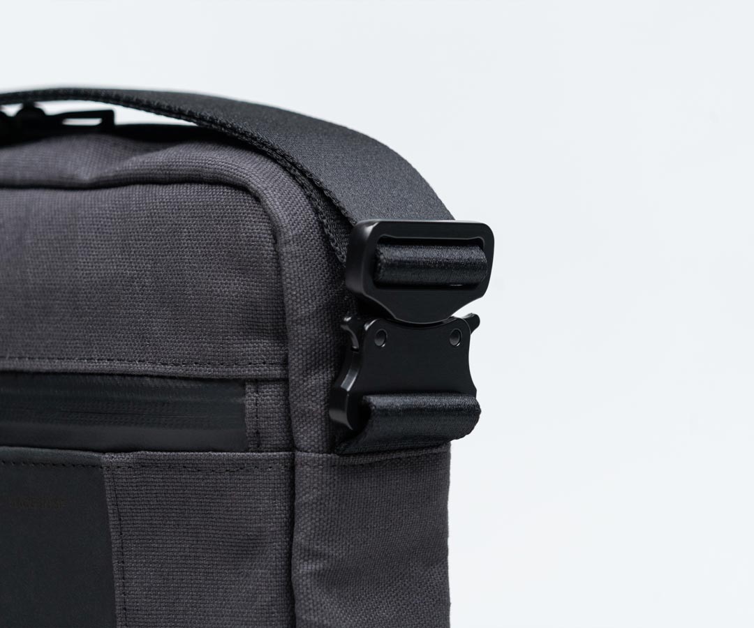 Strap is anchored by a paragliding-style buckle 