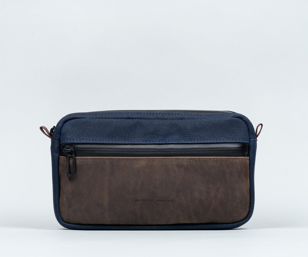 Navy Canvas + Chocolate Leather 