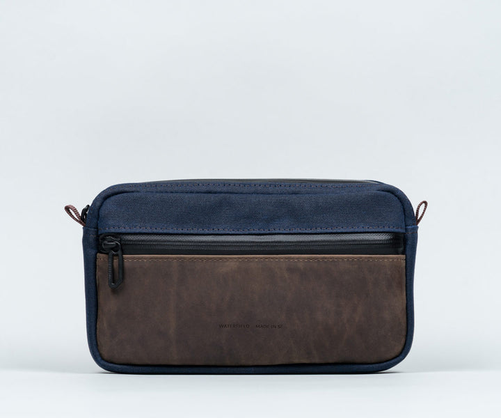 Navy Canvas + Chocolate Leather 