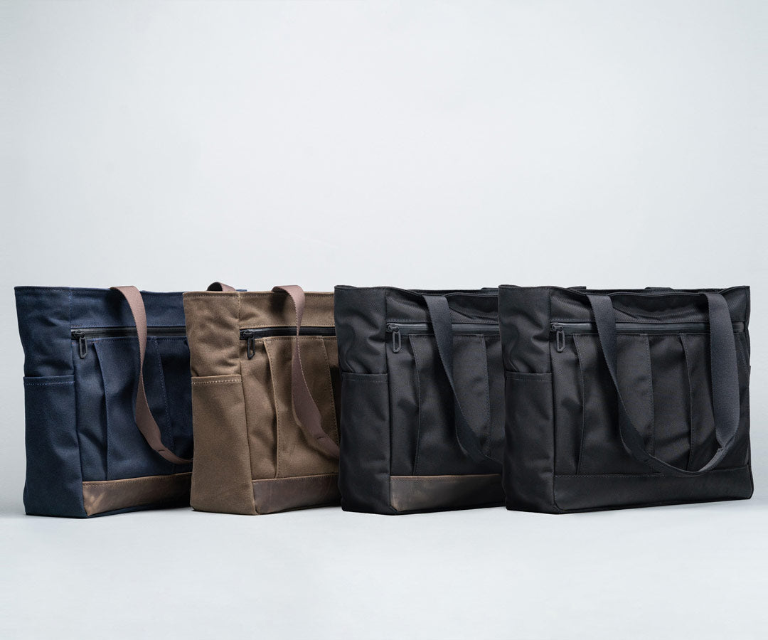 In traditional waxed canvas or ballistic nylon