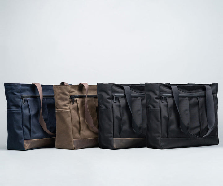 In traditional waxed canvas or ballistic nylon
