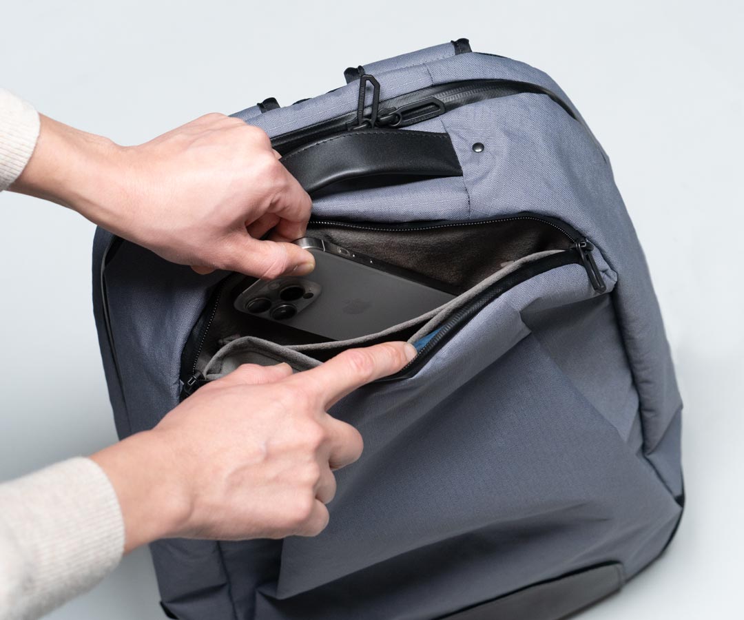 UltraSuede®-lined top organizer pocket