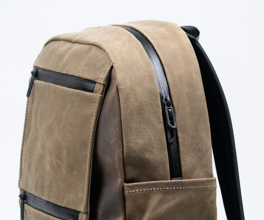 Shinjuku Laptop Backpack, Navy Waxed Canvas + Chocolate Leather by WaterField Designs, Laptop Backpack for Men, Leather Laptop Backpack Shinjuku Laptop Backpack, Navy Waxed Canvas + Chocolate Leather by WaterField Designs, Laptop Backpack for Men, Leather Laptop Backpack