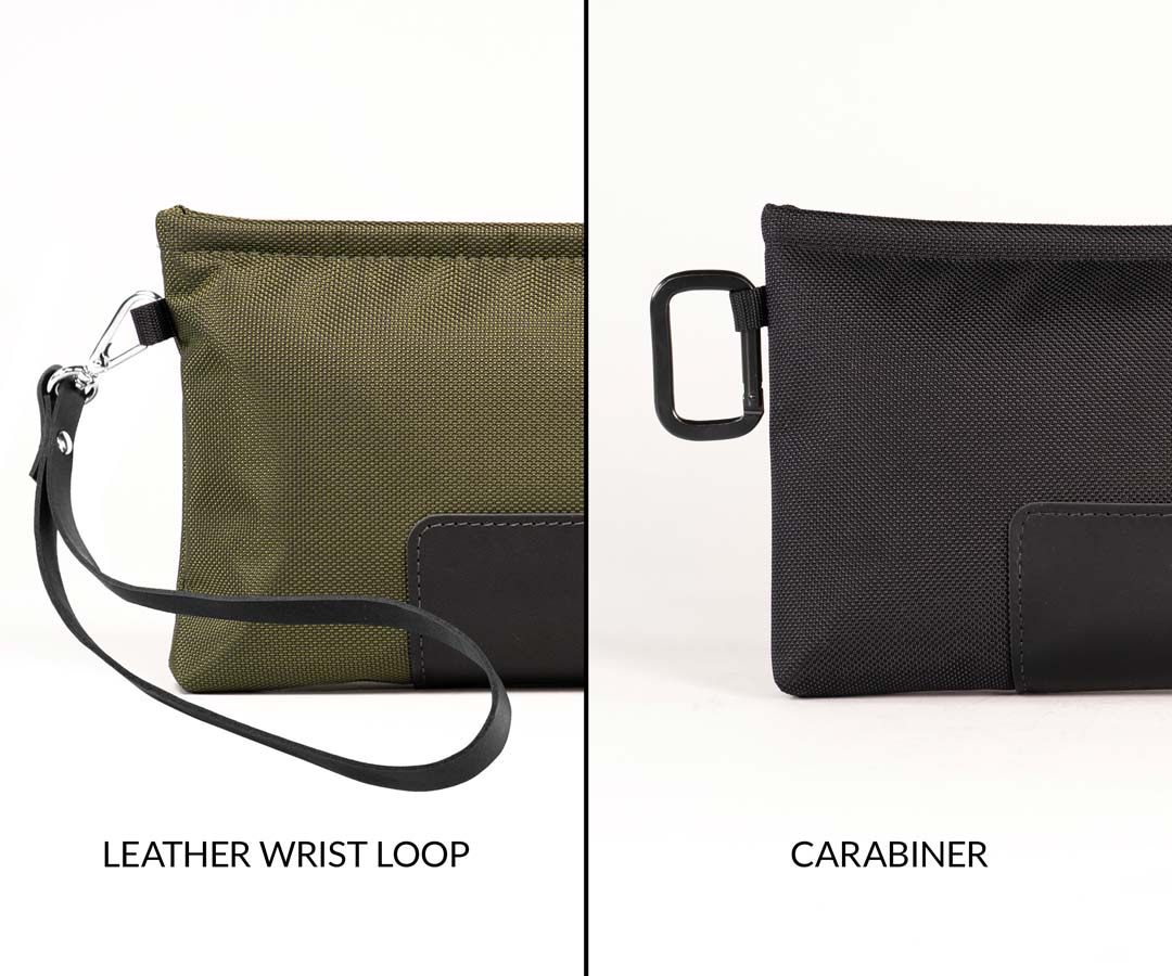 OPTIONAL: Leather Wrist Loop ($15) or Carabiner (sold separately) 