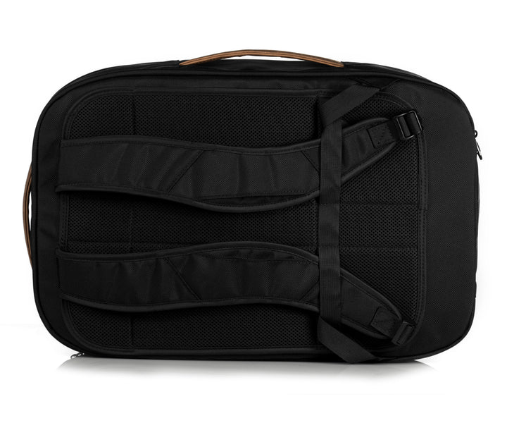 Back view: Secure dangling straps conveniently