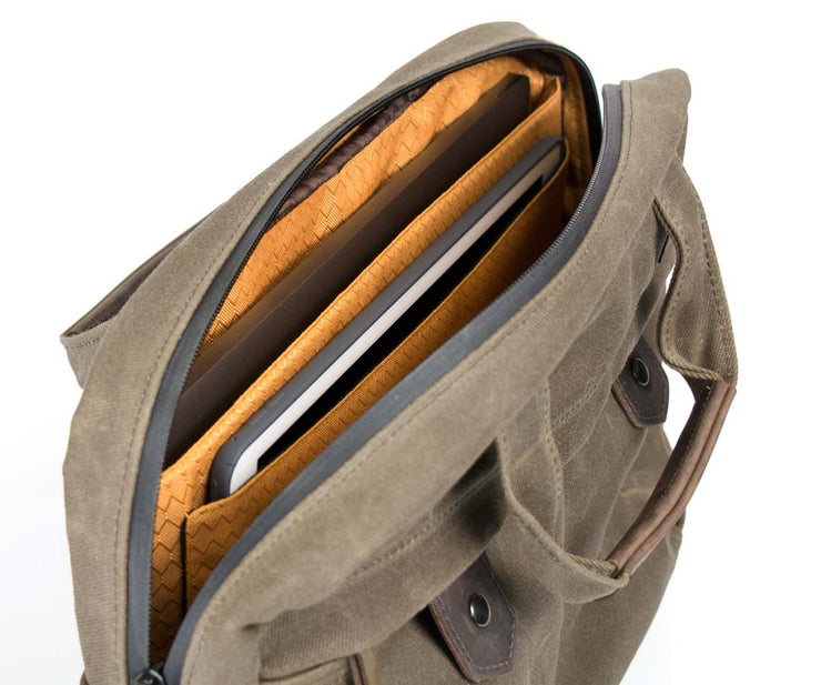Holds two devices in padded compartments