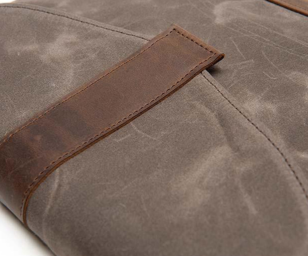 The Waxed Canvas comes with full-grain  leather trim
