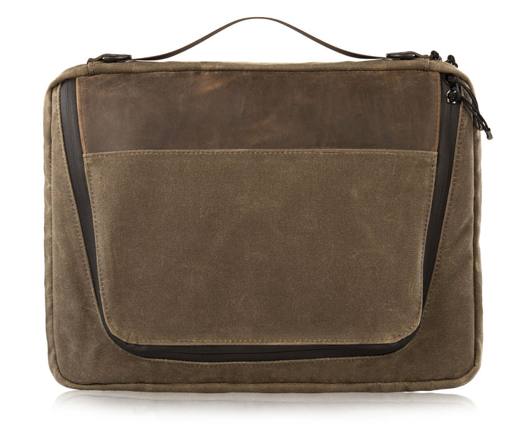 Waxed Canvas with Chocolate Leather