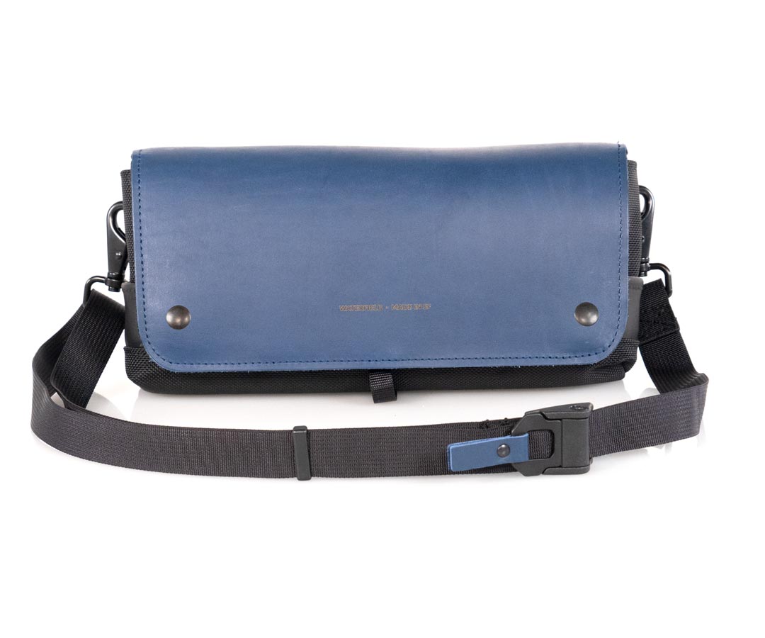 Black Sling Strap - Blue Leather Tab