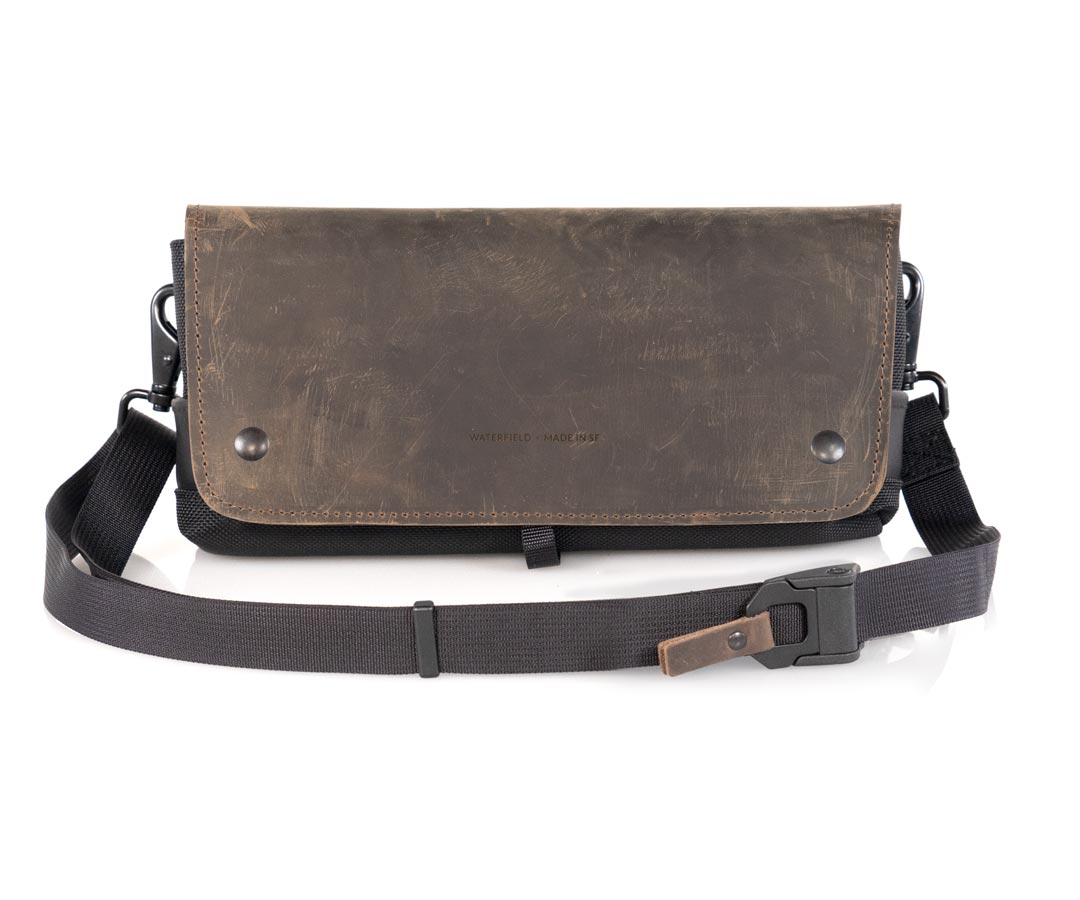 Black Sling Strap - Chocolate Leather Tab