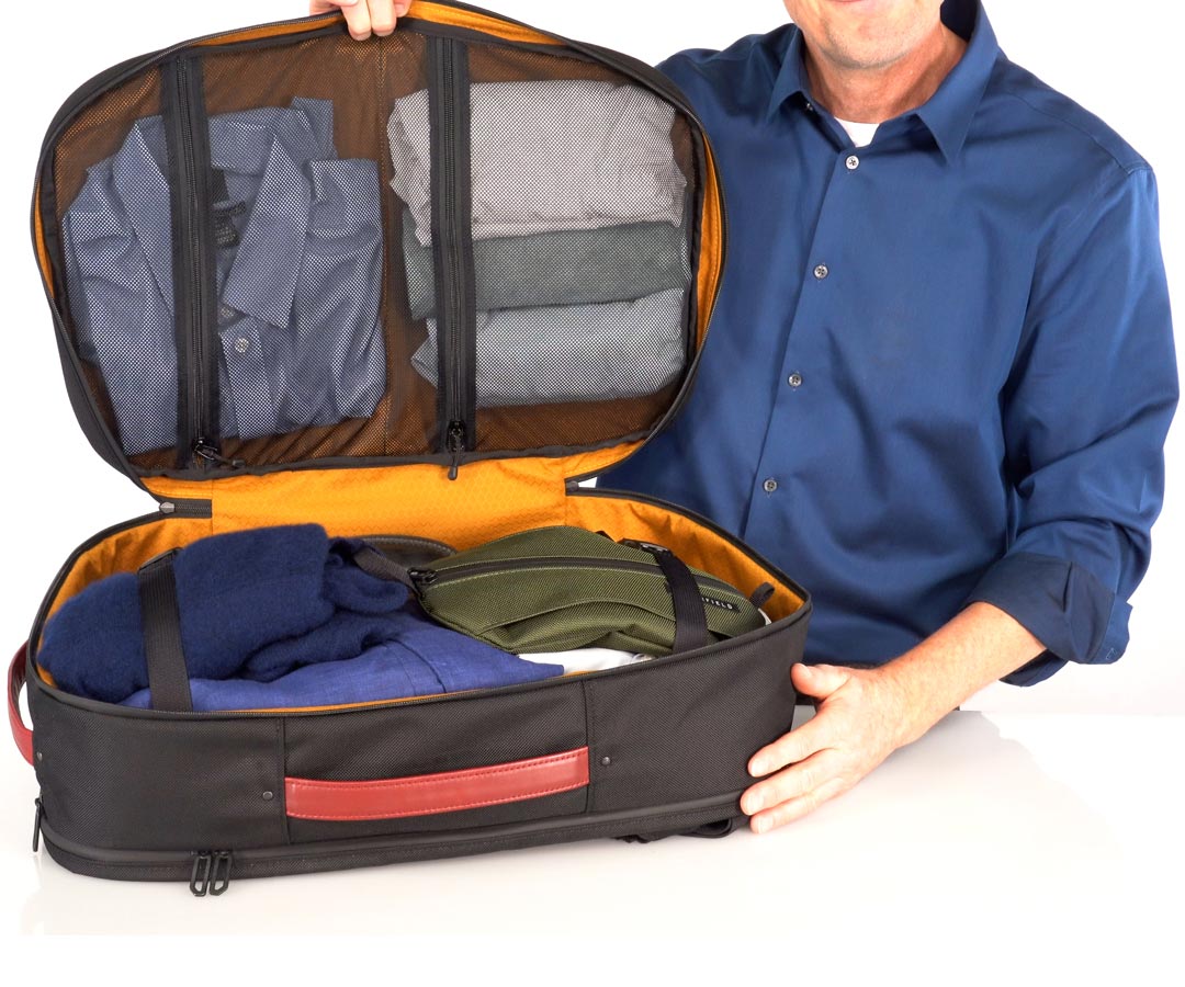 Mesh zippered pockets and sturdy straps keep items in place