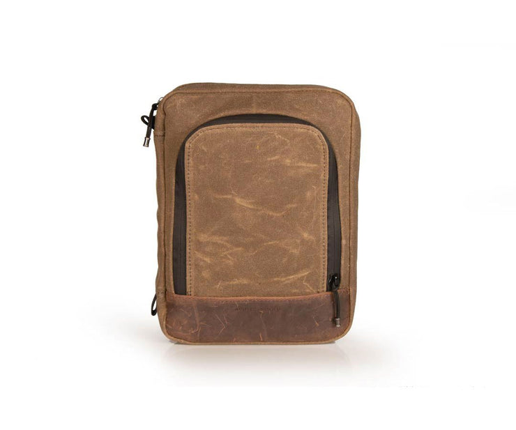 Waxed canvas with Chocolate Leather