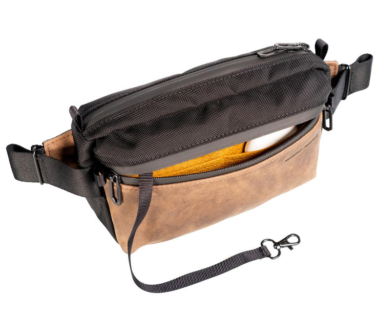 Well-placed pockets keep items in place when worn horizontally or vertically