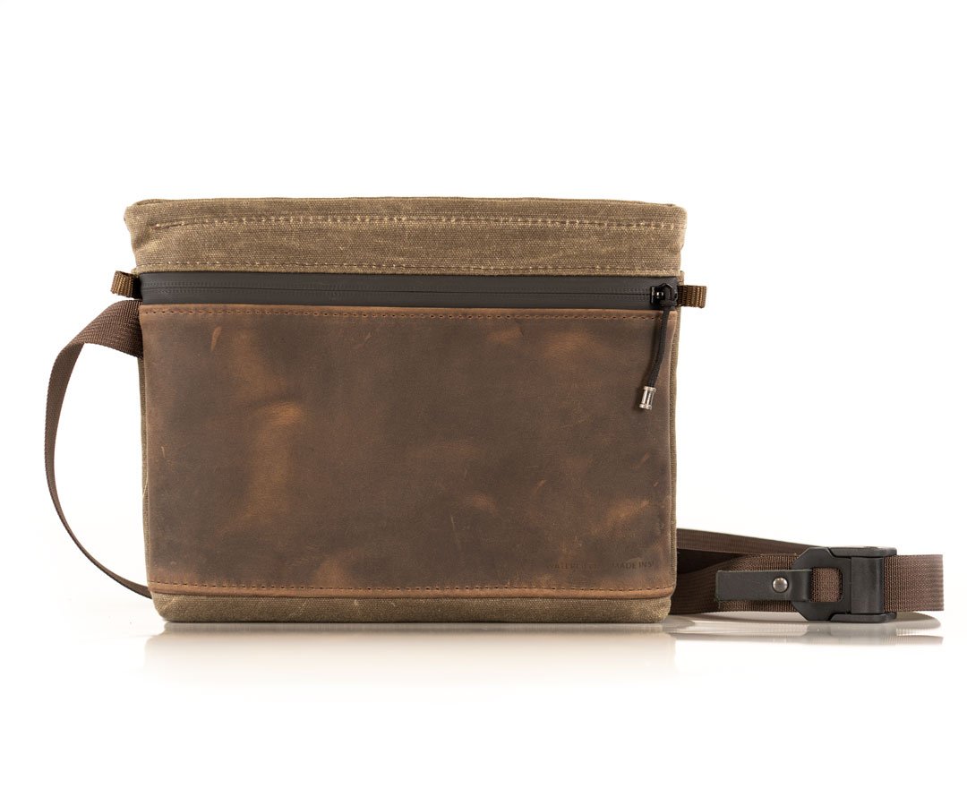 Waxed Canvas with Chocolate Leather 