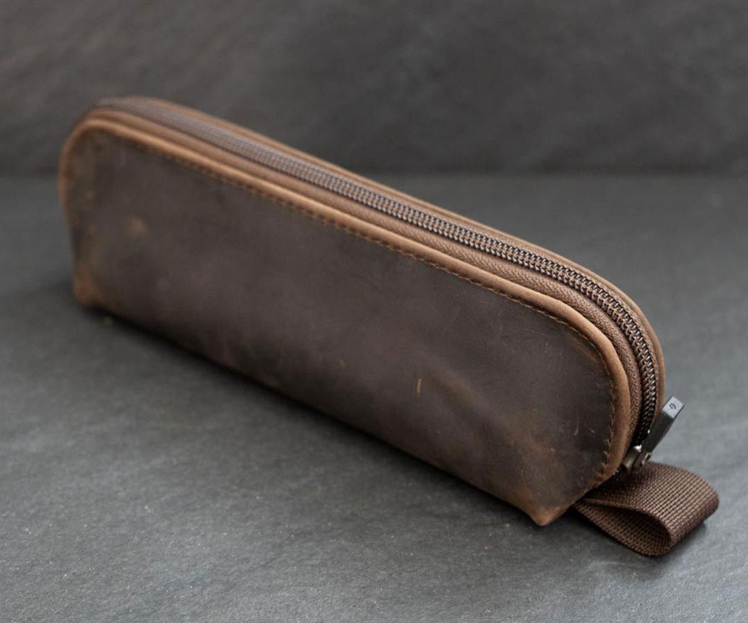 Leather Pencil Case w/ No. 2 Lead Pencils, USA Made