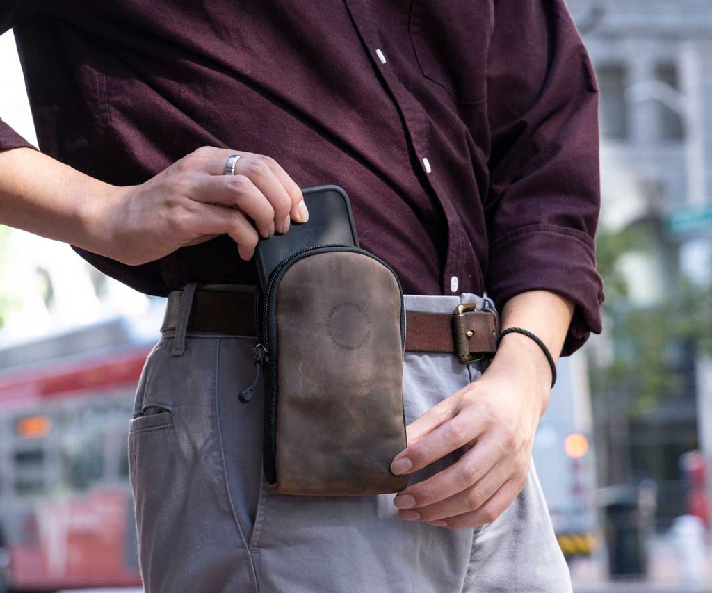 Cell Phone Shoulder Bag Men, Crossbody Cell Phone Sling Bags Men, Vertical Mobile Phone Crossbody Purse Holster Zipper Pocket