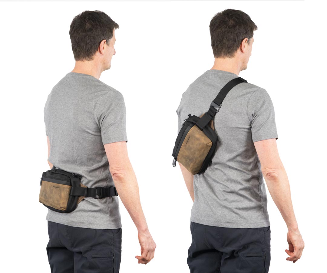 The Leather Carabiner Crossbody Sling Bag: Webbing Strap Edition